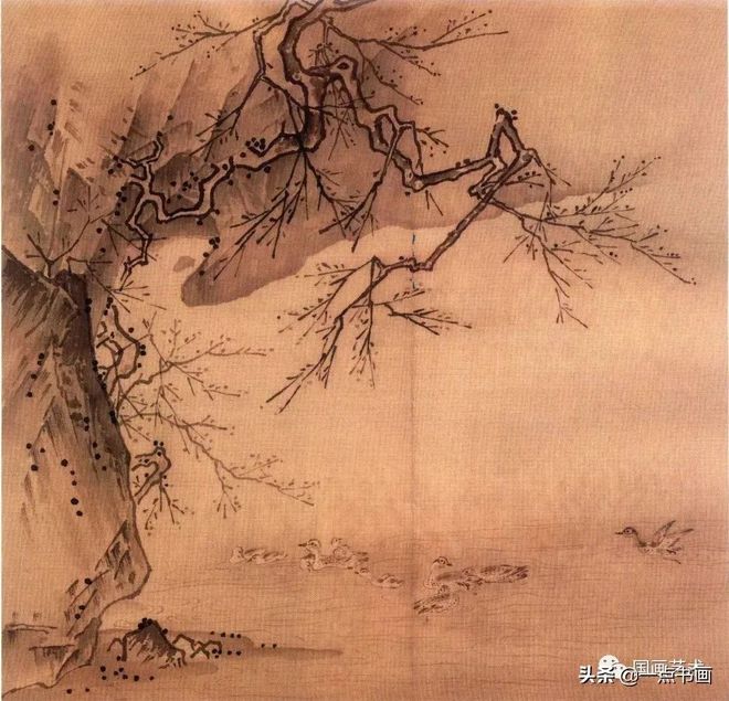 马远《梅石溪凫图》临摹步骤解析 书画知识 第2张