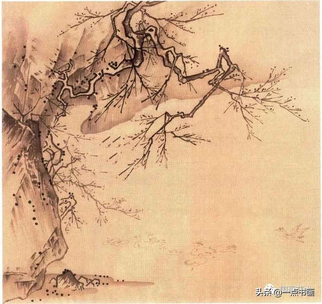 马远《梅石溪凫图》临摹步骤解析 书画知识 第1张