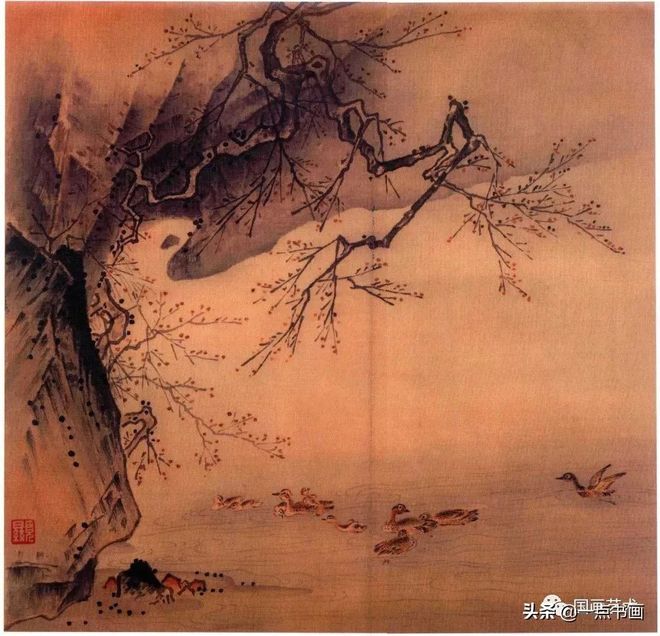 马远《梅石溪凫图》临摹步骤解析 书画知识 第6张