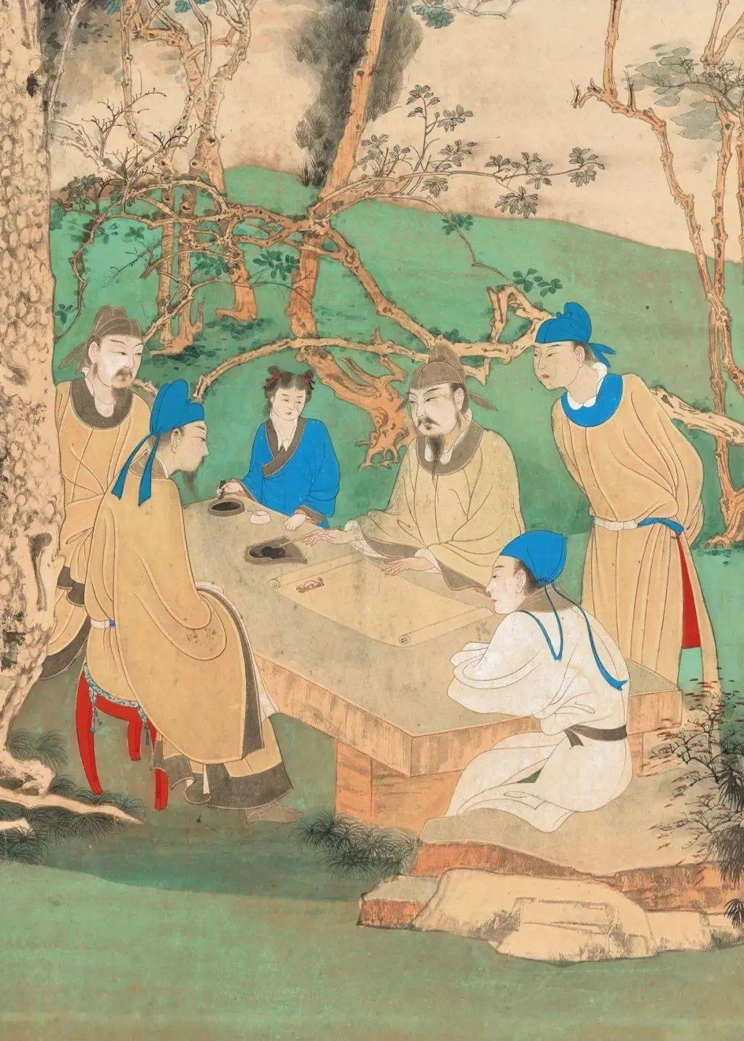 张大千 《松下高士文会图》 历代国画 第3张
