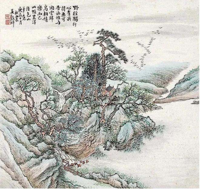 吴榖祥《拟古山水册》 历代国画 第1张