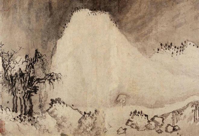 蒋嵩《冬雪图》 历代国画 第13张