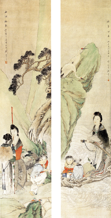 钱慧安《仕女屏》 历代国画 第1张