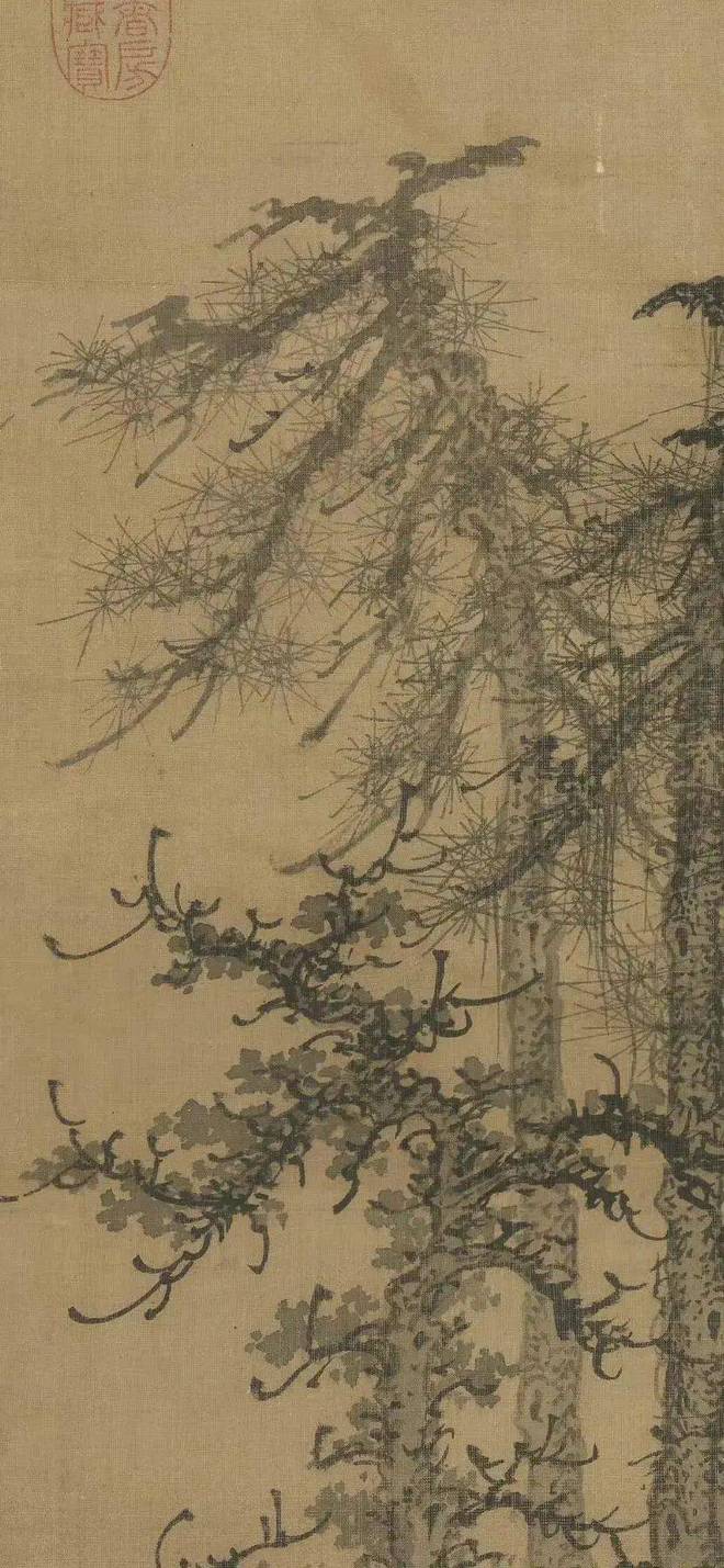 朱德润《林下鸣琴图》 历代国画 第8张