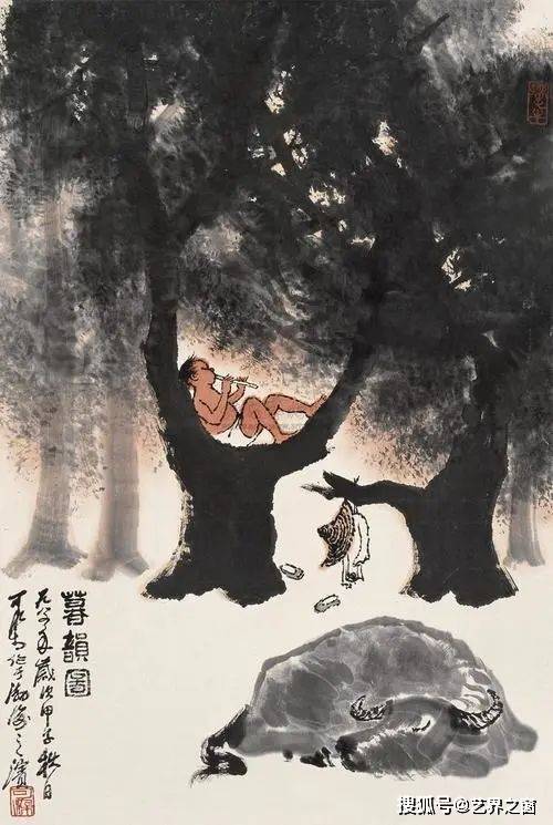 李可染《牧童图》 历代国画 第7张