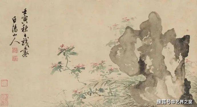 陈淳《怪石秋葵图》 历代国画 第1张