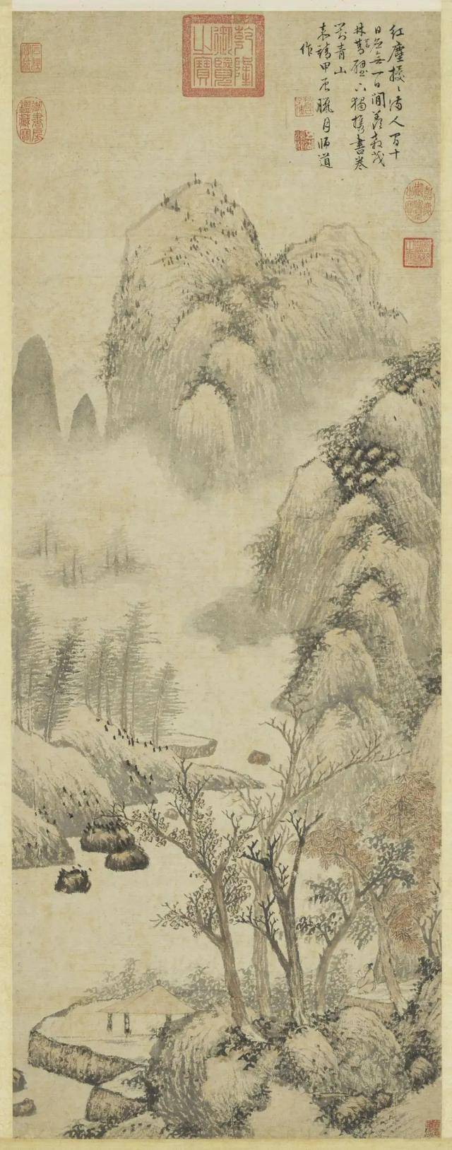 陆师道《携卷对山图》 历代国画 第1张