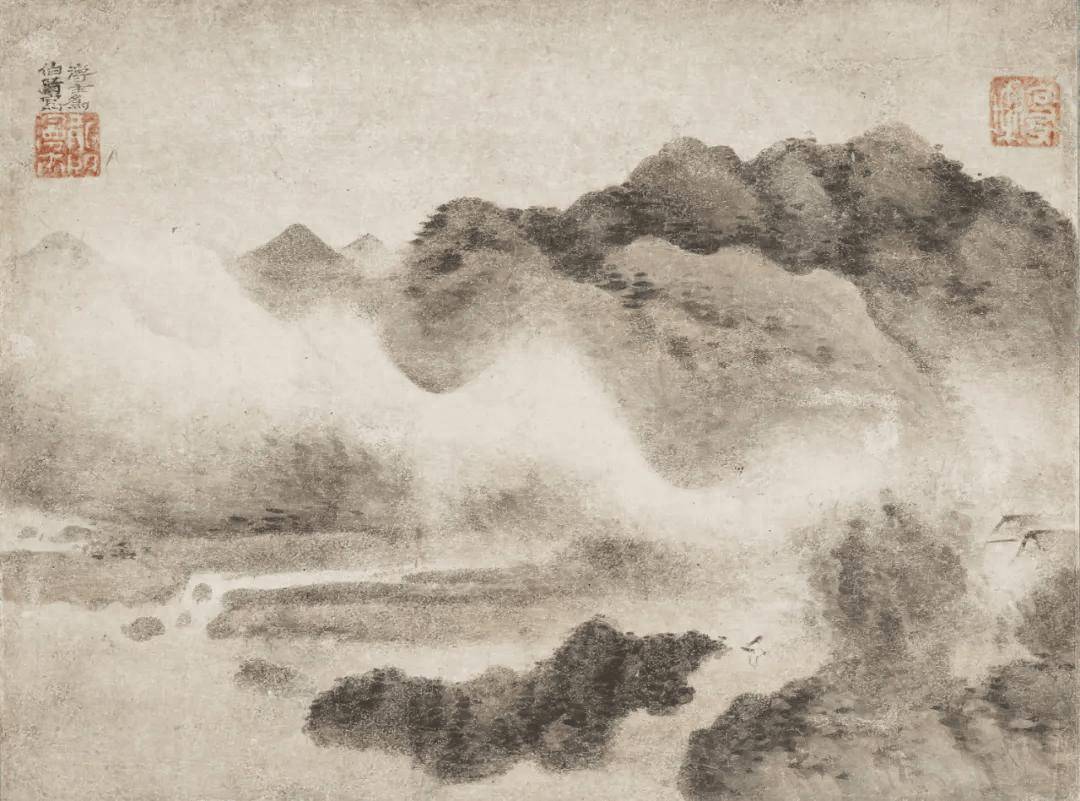 传高然晖《山水图》 历代国画 第1张