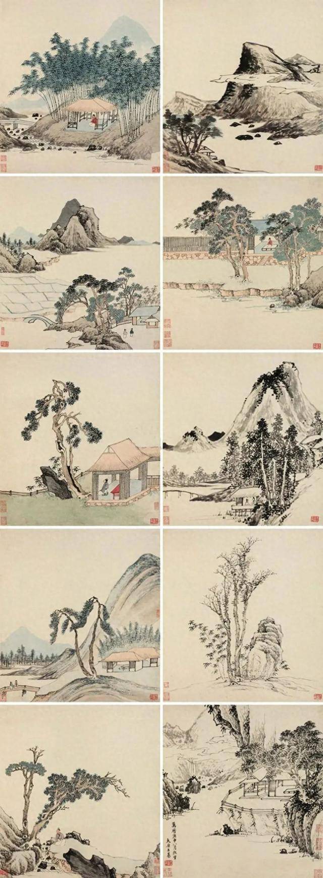 王綦《山水田园册》 历代国画 第1张