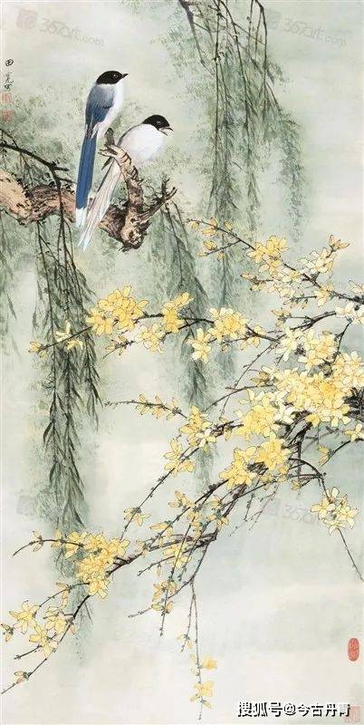 国画大师笔下的迎春花 历代国画 第5张