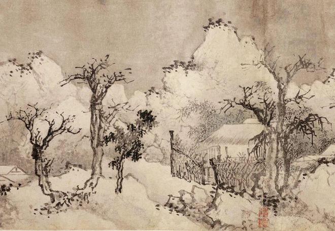 蒋嵩《冬雪图》 历代国画 第11张