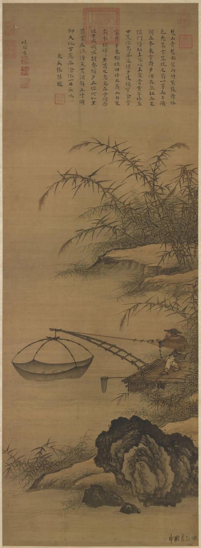 倪端《捕鱼图》 历代国画 第1张