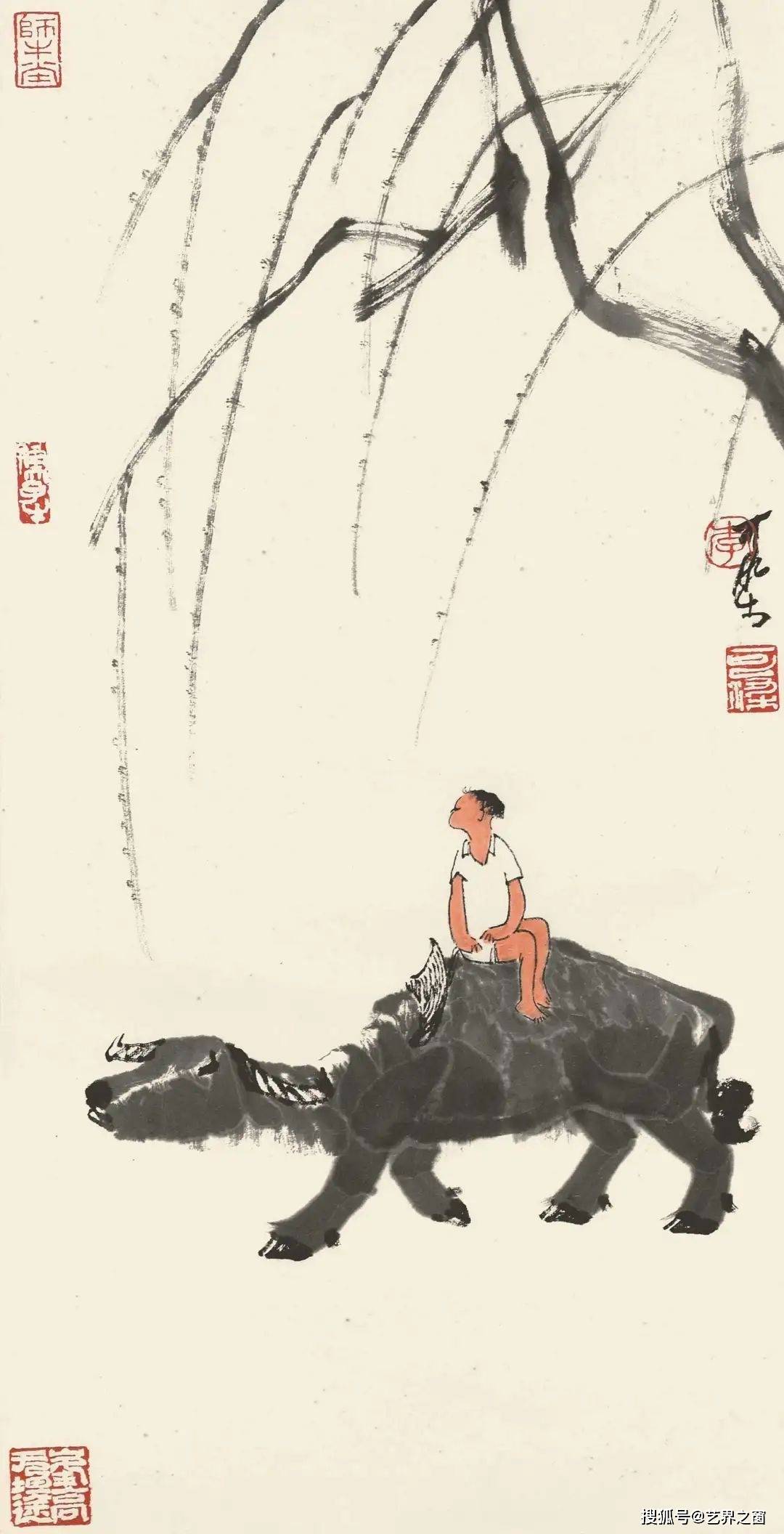 李可染《牧童图》 历代国画 第10张