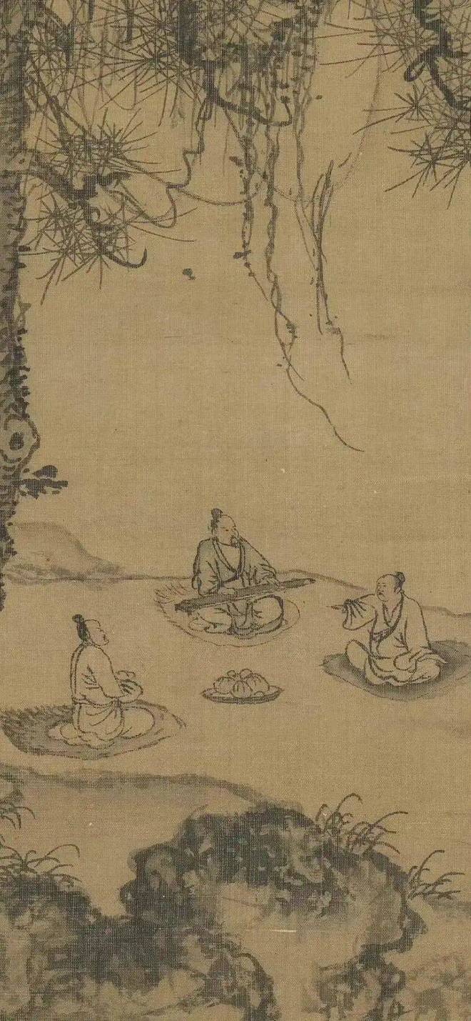 朱德润《林下鸣琴图》 历代国画 第5张
