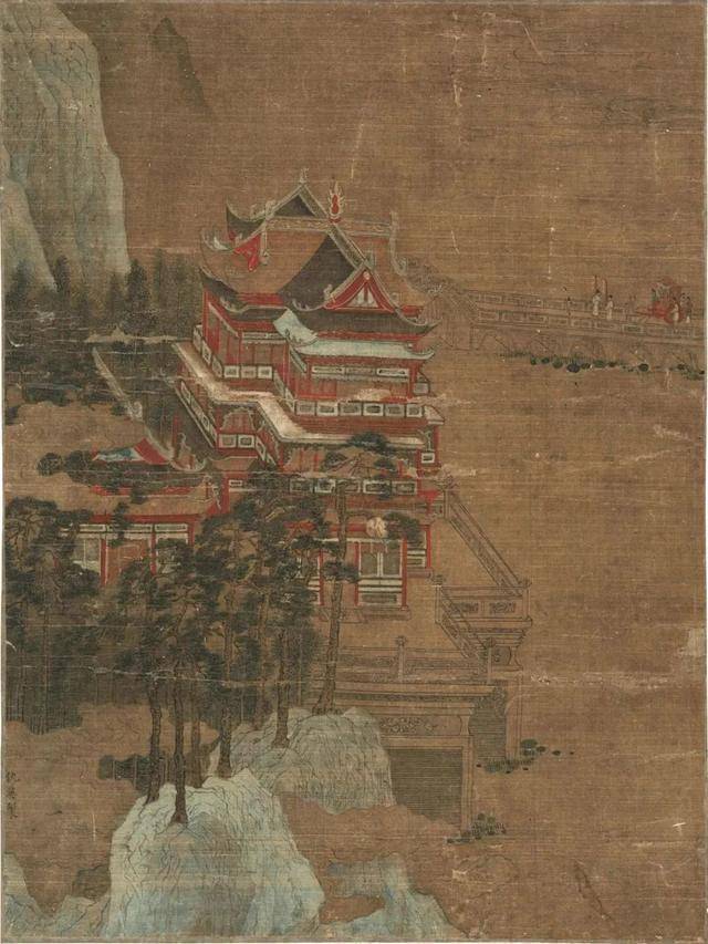 传仇英《仿李昭道湖畔宫图》 历代国画 第1张