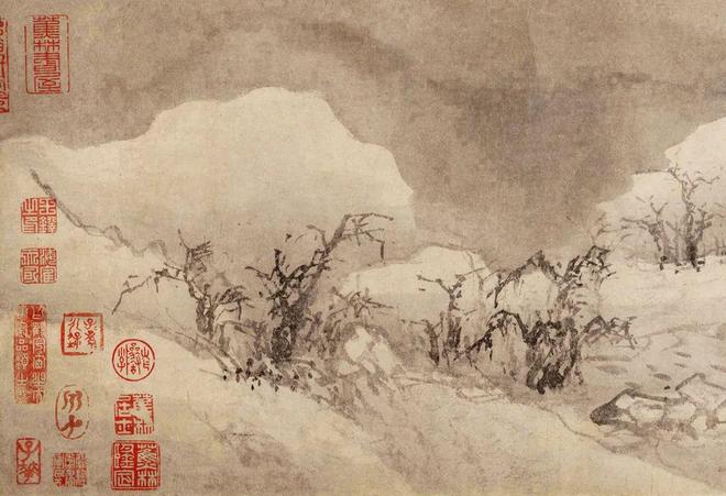 蒋嵩《冬雪图》 历代国画 第15张