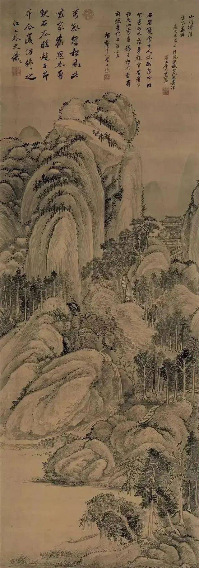 王翚《山川浑厚图轴》 历代国画 第1张