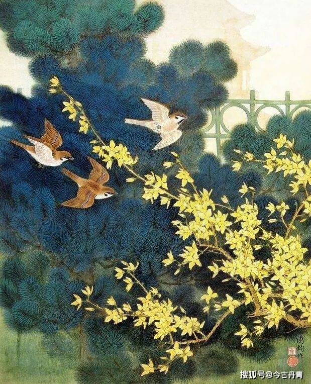 国画大师笔下的迎春花 历代国画 第8张