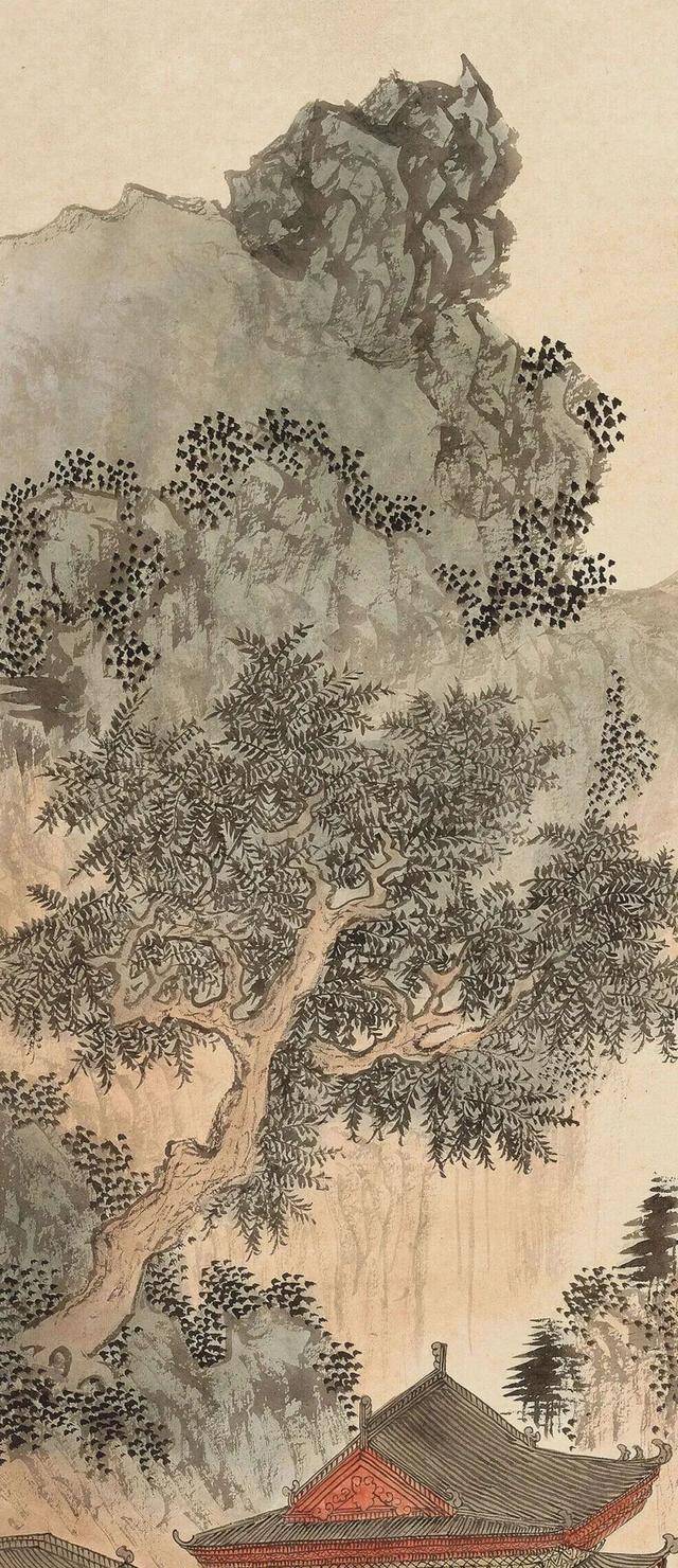 溥儒《溪山访僧》 历代国画 第4张
