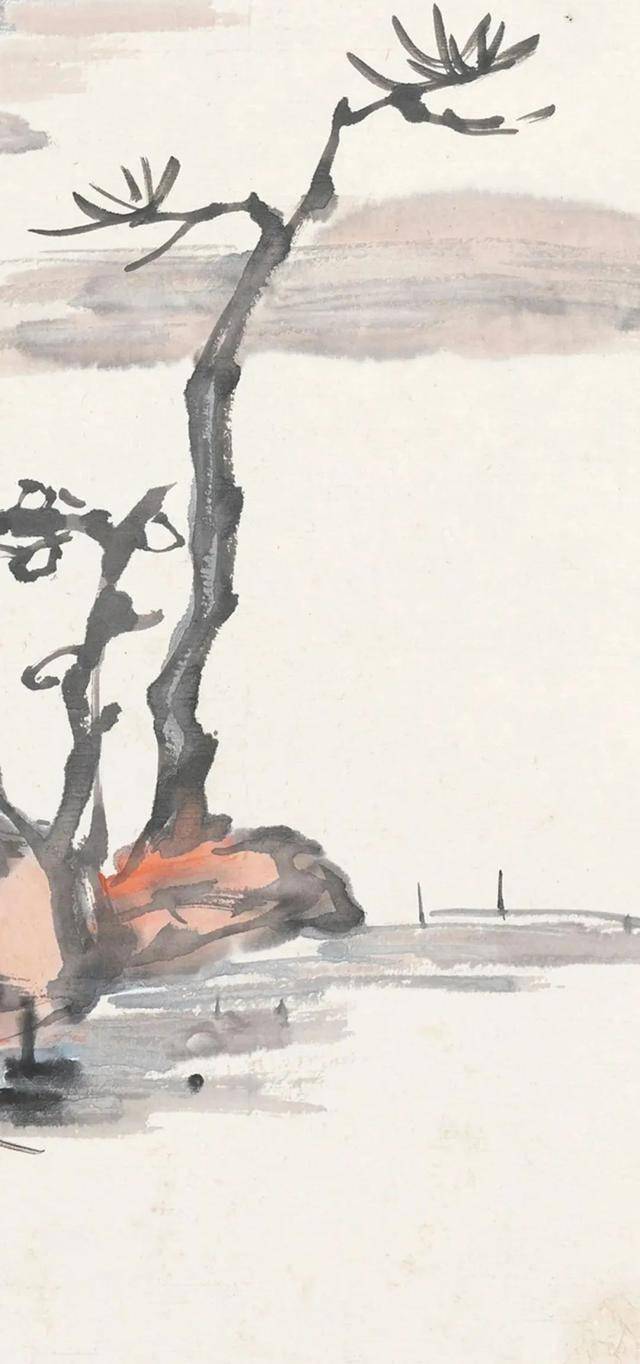 曾熙《疏林远山》 历代国画 第2张
