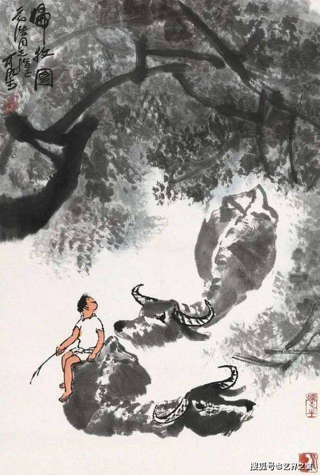 李可染《牧童图》 历代国画 第12张