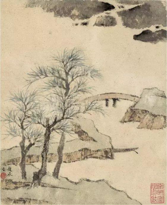 查士标《山水十开》 历代国画 第5张