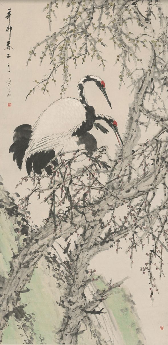虚谷《梅鹤图》 历代国画 第1张