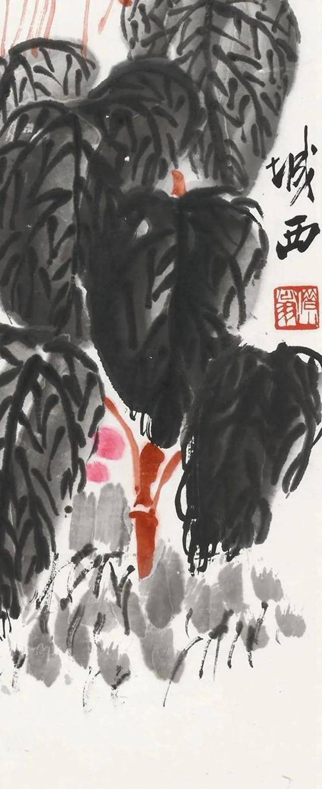 齐白石《海棠麻雀》 历代国画 第4张