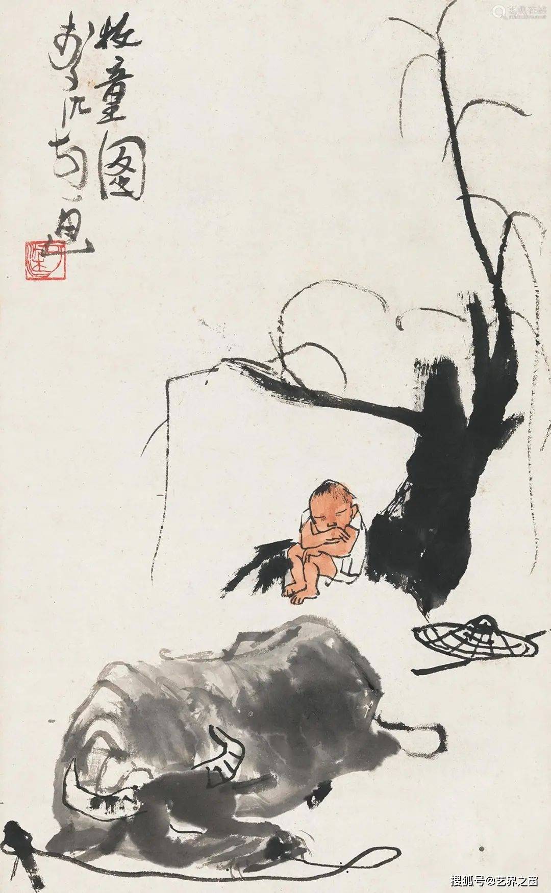 李可染《牧童图》 历代国画 第1张
