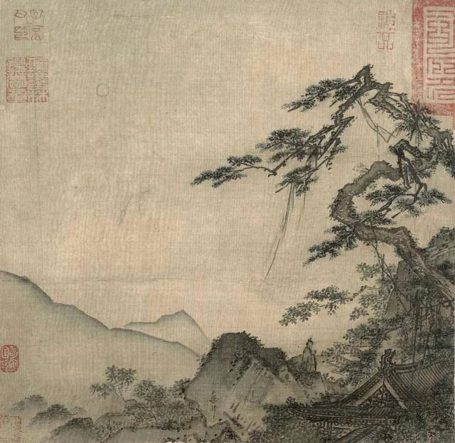 马麟《长松山水图》 历代国画 第1张