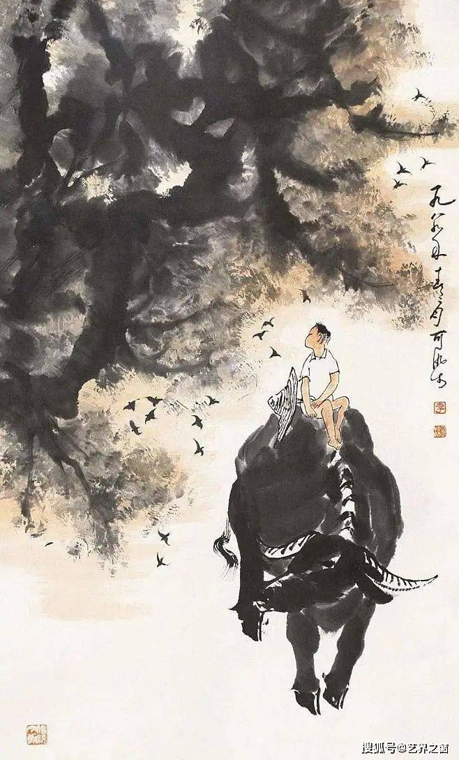 李可染《牧童图》 历代国画 第16张