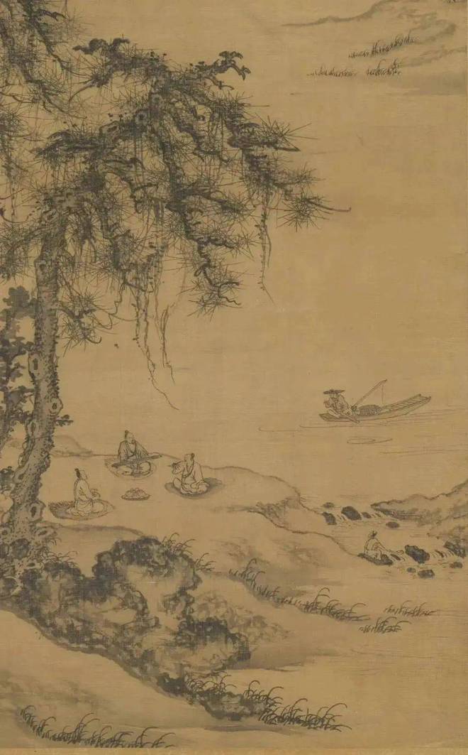 朱德润《林下鸣琴图》 历代国画 第2张