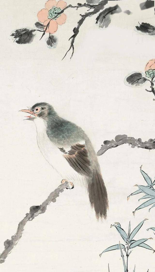 江寒汀《鸣禽图》 历代国画 第2张