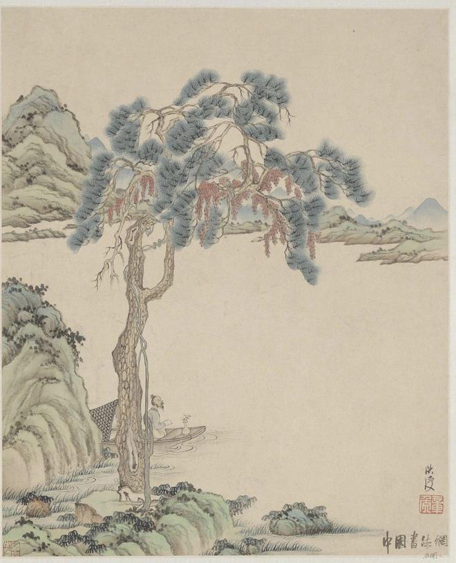 陈洪绶《山水诗画册》 历代国画 第3张