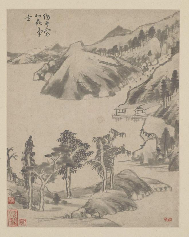 八大山人《临董其昌山水册 历代国画 第1张