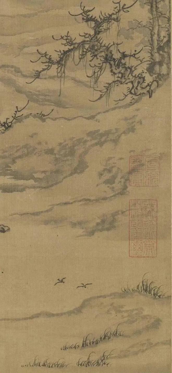 朱德润《林下鸣琴图》 历代国画 第10张