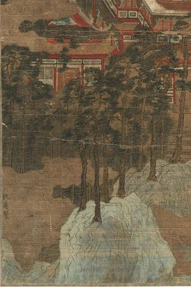 传仇英《仿李昭道湖畔宫图》 历代国画 第3张