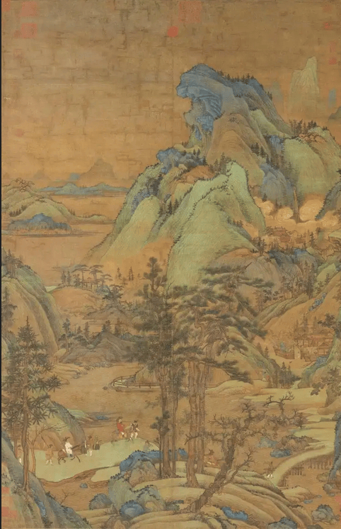 张大千《江堤晚景》 历代国画 第3张