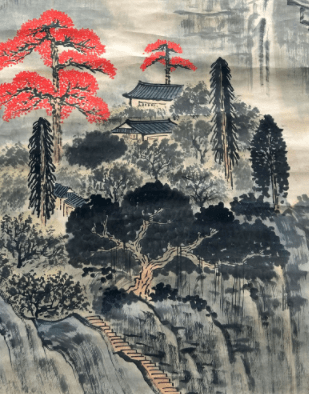 关山月 《墨彩山水立轴》 历代国画 第2张