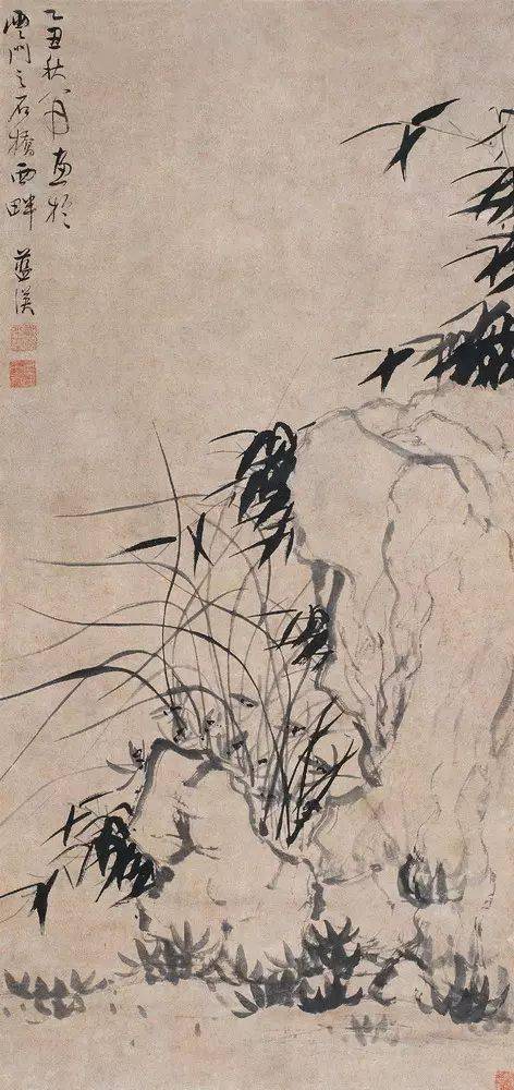 蓝瑛《竹石图》 历代国画 第1张
