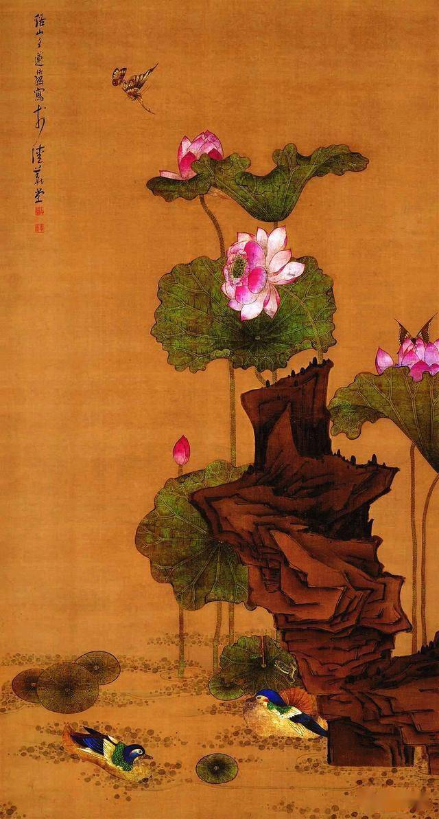 陈洪绶《荷花鸳鸯图》 历代国画 第1张-墨韵书香 陈洪绶《荷花鸳鸯图》 历代国画 第1张