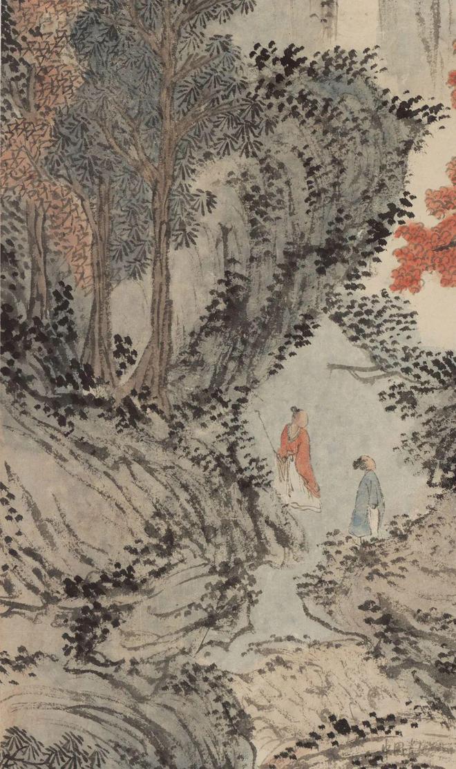 溥儒《丛林遇雨图》 历代国画 第2张