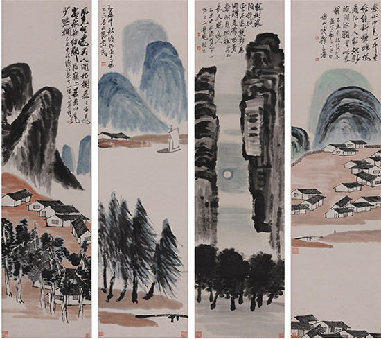 齐白石《山水十二条屏》 历代国画 第3张-墨韵书香 齐白石《山水十二条屏》 历代国画 第3张