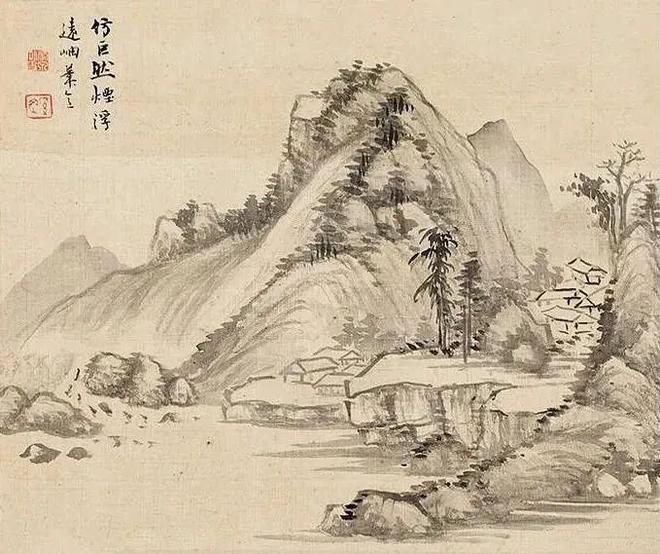 奚冈 淡墨山水 历代国画 第25张