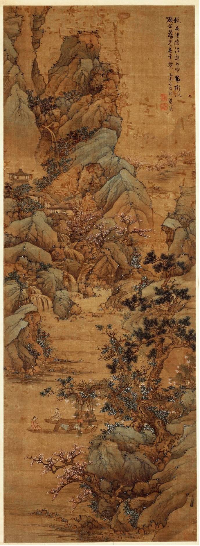 蓝瑛《桃花渔隐图》轴 历代国画 第1张