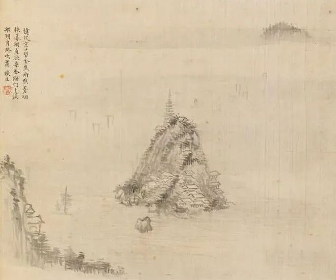 奚冈 淡墨山水 历代国画 第3张
