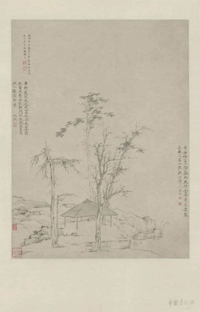 弘仁《幽亭秀木图》 历代国画 第1张