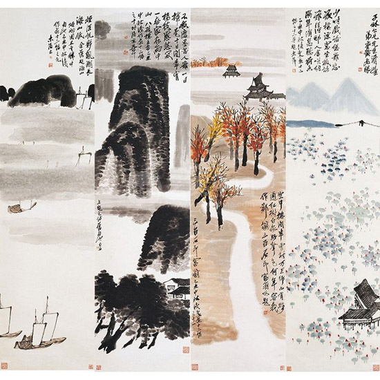 齐白石《山水十二条屏》 历代国画 第1张-墨韵书香 齐白石《山水十二条屏》 历代国画 第1张