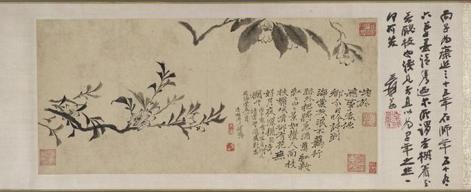 石涛《桃花海棠》卷 历代书法 第1张