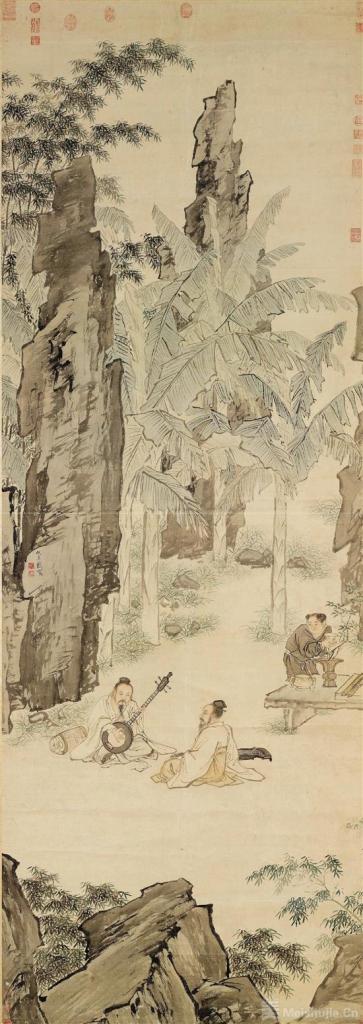 仇英《蕉阴结夏图》 历代国画 第1张-墨韵书香 仇英《蕉阴结夏图》 历代国画 第1张